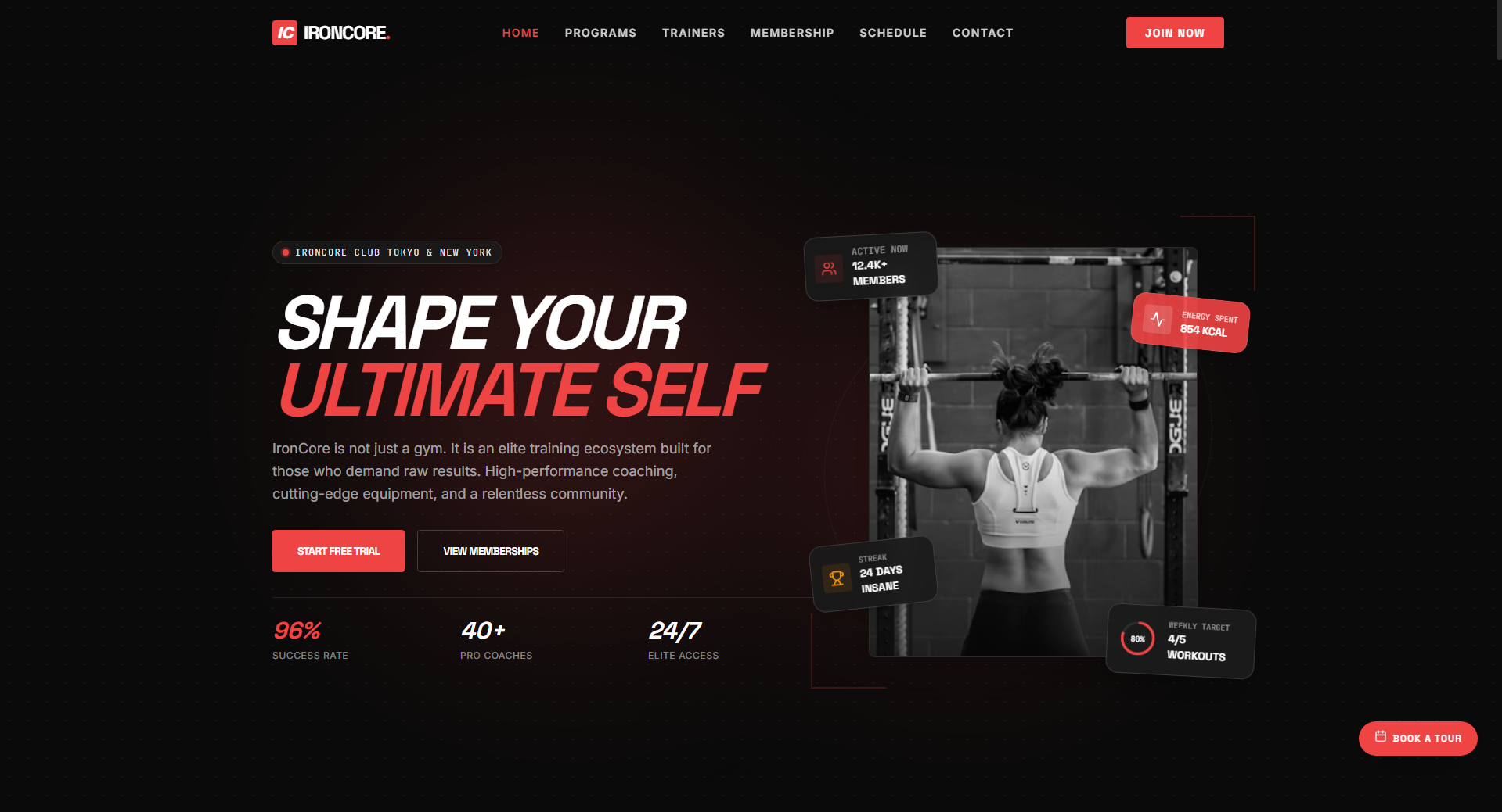 IronCore Fitness – Premium Gym & Fitness Landing Page