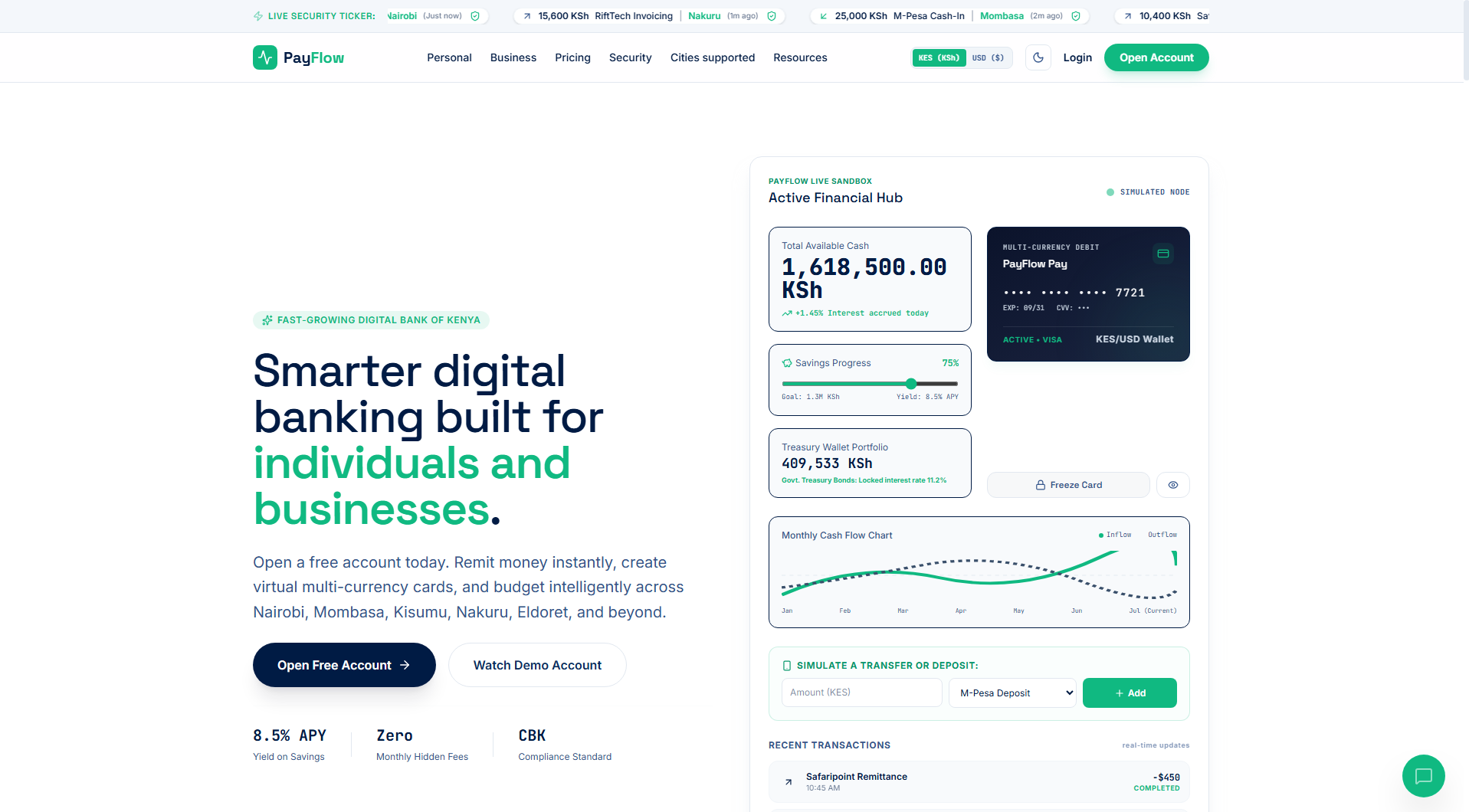 PayFlow – Digital Banking & FinTech Landing Page