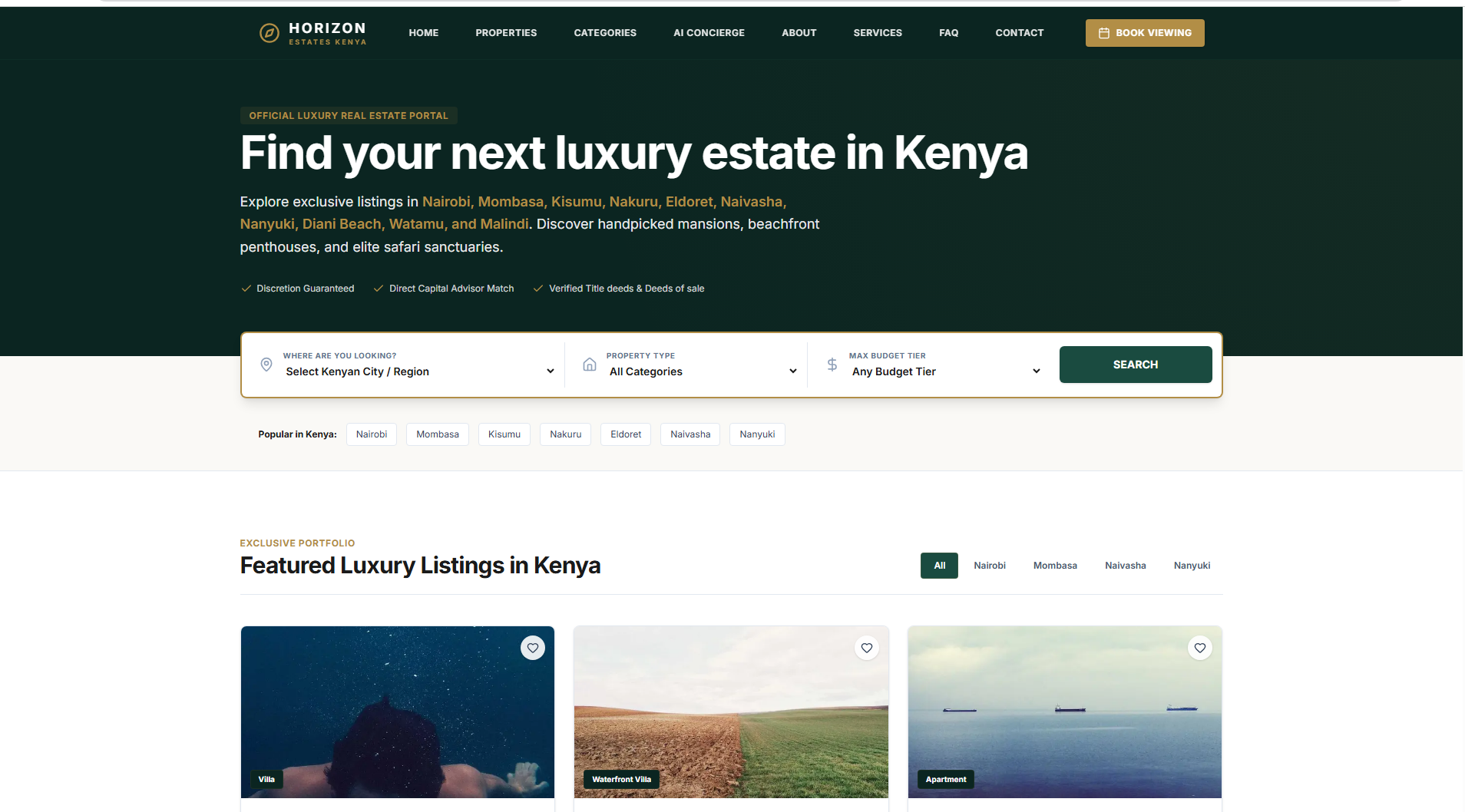 Horizon Horizon Properties – Luxury Real Estate Landing PageProperties – Luxury Real Estate Landing Page